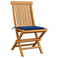 vidaXL Gartenstühle mit Königsblauen Kissen 4...