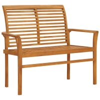 vidaXL Gartenbank mit Grauer Auflage 112 cm Massivholz Teak