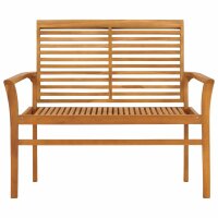 vidaXL Gartenbank mit Grauer Auflage 112 cm Massivholz Teak