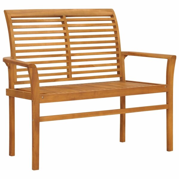 vidaXL Gartenbank mit Schwarzer Auflage 112 cm Massivholz Teak