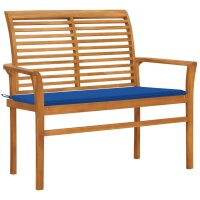 vidaXL Gartenbank mit K&ouml;nigsblauer Auflage 112 cm Massivholz Teak