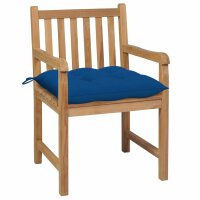 vidaXL Gartenst&uuml;hle 2 Stk. mit Blauen Kissen Massivholz Teak