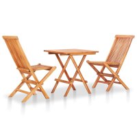 vidaXL 3-tlg. Bistroset mit Beigen Kissen Massivholz Teak