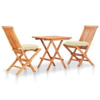 vidaXL 3-tlg. Bistro-Set mit Cremeweißen Kissen...