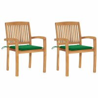 vidaXL Gartenstühle 2 Stk. mit Grünen Kissen...