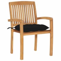 vidaXL Gartenstühle 2 Stk. mit Schwarzen Kissen...