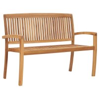 vidaXL Stapelbare Gartenbank mit Auflage 128,5 cm...