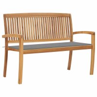 vidaXL Stapelbare Gartenbank mit Auflage 128,5 cm...