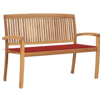vidaXL Stapelbare Gartenbank mit Auflage 128,5 cm...