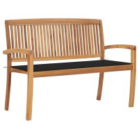vidaXL Stapelbare Gartenbank mit Auflage 128,5 cm...
