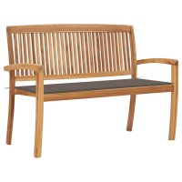 vidaXL Stapelbare Gartenbank mit Auflage 128,5 cm...