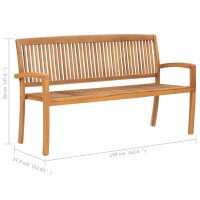 vidaXL Stapelbare Gartenbank mit Auflage 159 cm Massivholz Teak