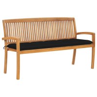 vidaXL Stapelbare Gartenbank mit Auflage 159 cm...