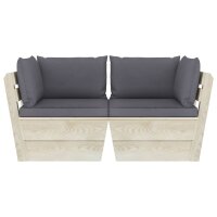 vidaXL Garten-Palettensofa 2-Sitzer mit Kissen Fichtenholz