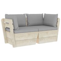 vidaXL Garten-Palettensofa 2-Sitzer mit Kissen Fichtenholz