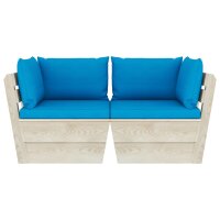 vidaXL Garten-Palettensofa 2-Sitzer mit Kissen Fichtenholz