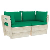 vidaXL Garten-Palettensofa 2-Sitzer mit Kissen Fichtenholz