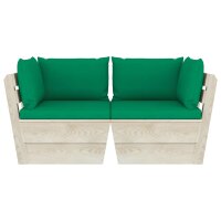 vidaXL Garten-Palettensofa 2-Sitzer mit Kissen Fichtenholz