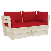 vidaXL Garten-Palettensofa 2-Sitzer mit Kissen Fichtenholz