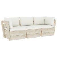 vidaXL Garten-Palettensofa 3-Sitzer mit Kissen Fichtenholz