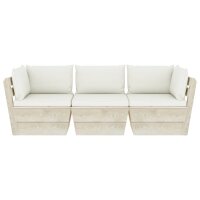 vidaXL Garten-Palettensofa 3-Sitzer mit Kissen Fichtenholz