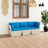 vidaXL Garten-Palettensofa 3-Sitzer mit Kissen Fichtenholz