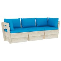 vidaXL Garten-Palettensofa 3-Sitzer mit Kissen Fichtenholz