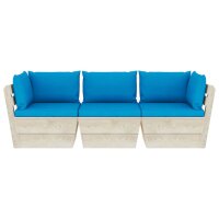 vidaXL Garten-Palettensofa 3-Sitzer mit Kissen Fichtenholz