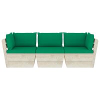 vidaXL Garten-Palettensofa 3-Sitzer mit Kissen Fichtenholz