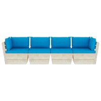 vidaXL Garten-Palettensofa 4-Sitzer mit Kissen Fichtenholz