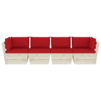 vidaXL Garten-Palettensofa 4-Sitzer mit Kissen Fichtenholz