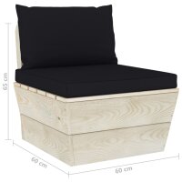 vidaXL Garten-Palettensofa 4-Sitzer mit Kissen Fichtenholz