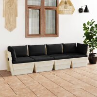 vidaXL Garten-Palettensofa 4-Sitzer mit Kissen Fichtenholz