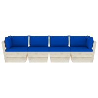 vidaXL Garten-Palettensofa 4-Sitzer mit Kissen Fichtenholz