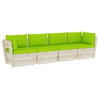 vidaXL Garten-Palettensofa 4-Sitzer mit Kissen Fichtenholz