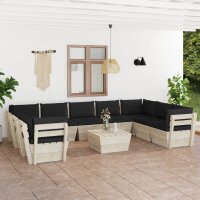 vidaXL 10-tlg. Garten-Sofagarnitur aus Paletten mit...