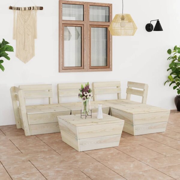 vidaXL 5-tlg. Garten-Paletten-Lounge-Set Impr&auml;gniertes Fichtenholz