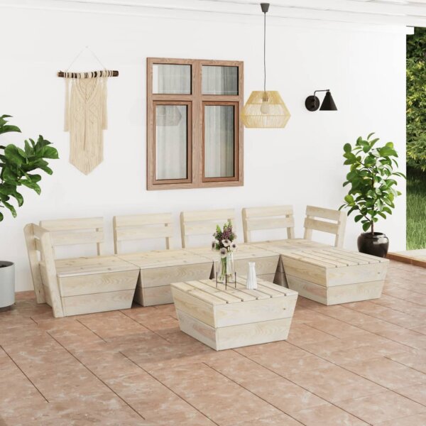 vidaXL 6-tlg. Garten-Paletten-Lounge-Set Impr&auml;gniertes Fichtenholz