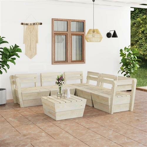 vidaXL 6-tlg. Garten-Paletten-Lounge-Set Impr&auml;gniertes Fichtenholz