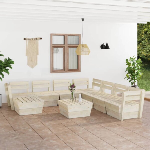 vidaXL 9-tlg. Garten-Paletten-Lounge-Set Impr&auml;gniertes Fichtenholz