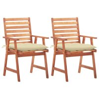 vidaXL Garten-Essstühle 2 Stk. mit Kissen Massivholz...