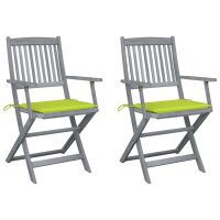 vidaXL Klappbare Gartenstühle 2 Stk. mit Sitzkissen...