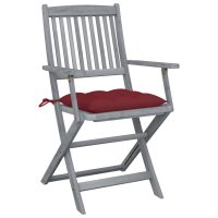 vidaXL Klappbare Gartenstühle 2 Stk. mit Kissen...