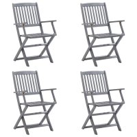 vidaXL Klappbare Gartenstühle 4 Stk. mit Kissen...