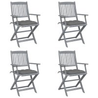 vidaXL Klappbare Gartenstühle 4 Stk. mit Kissen...