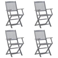 vidaXL Klappbare Gartenstühle 4 Stk. mit Kissen...