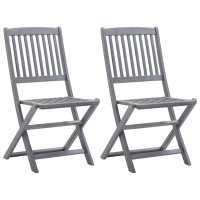 vidaXL Klappbare Gartenstühle 2 Stk. mit Kissen...