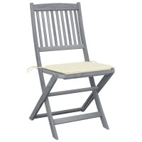vidaXL Klappbare Gartenstühle 2 Stk. mit Kissen Massivholz Akazie