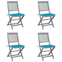 vidaXL Klappbare Gartenstühle 4 Stk. mit Kissen...