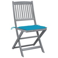 vidaXL Klappbare Gartenstühle 4 Stk. mit Kissen...